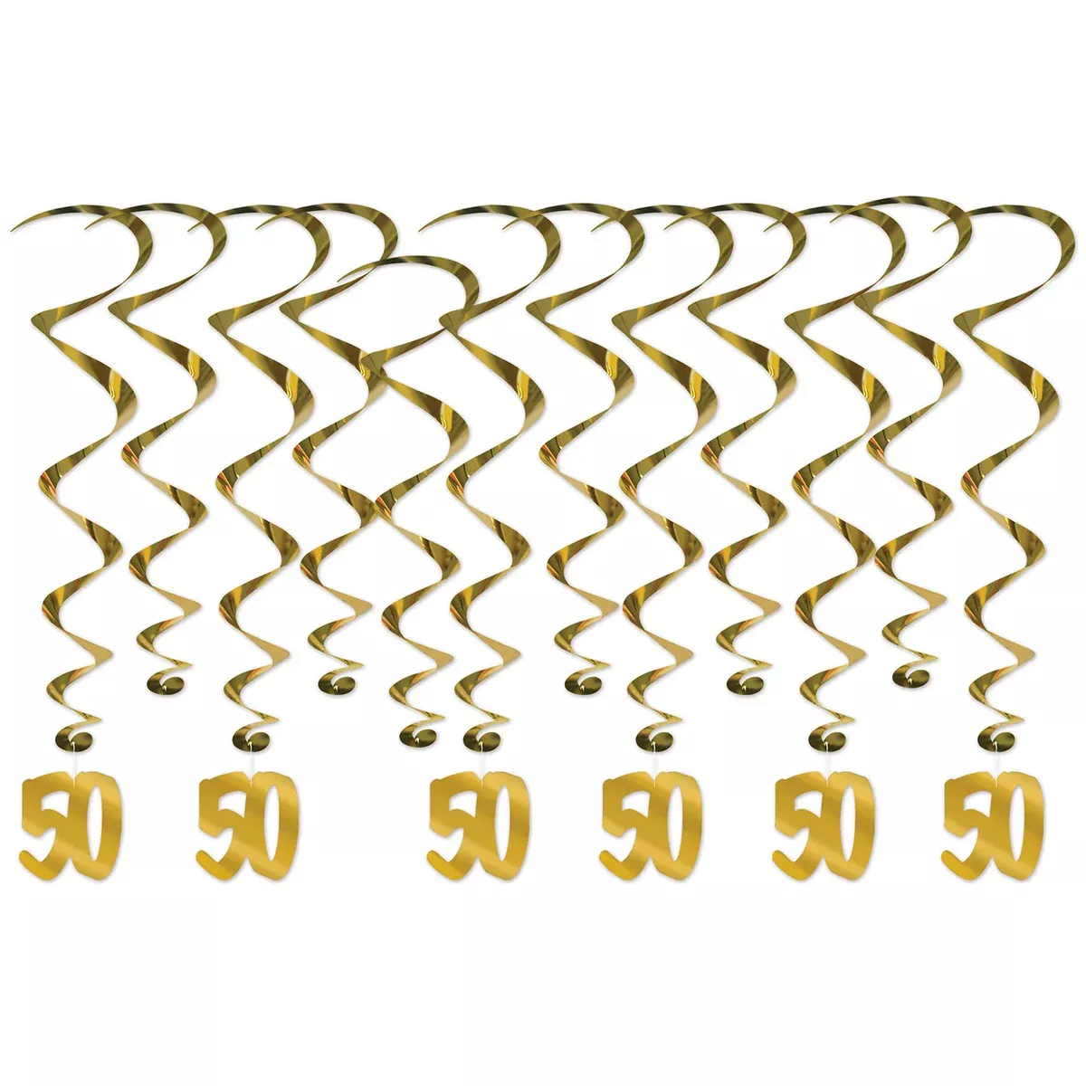 "50th" Anniversary Whirls – 17½"-31½" – (12/Pkg)