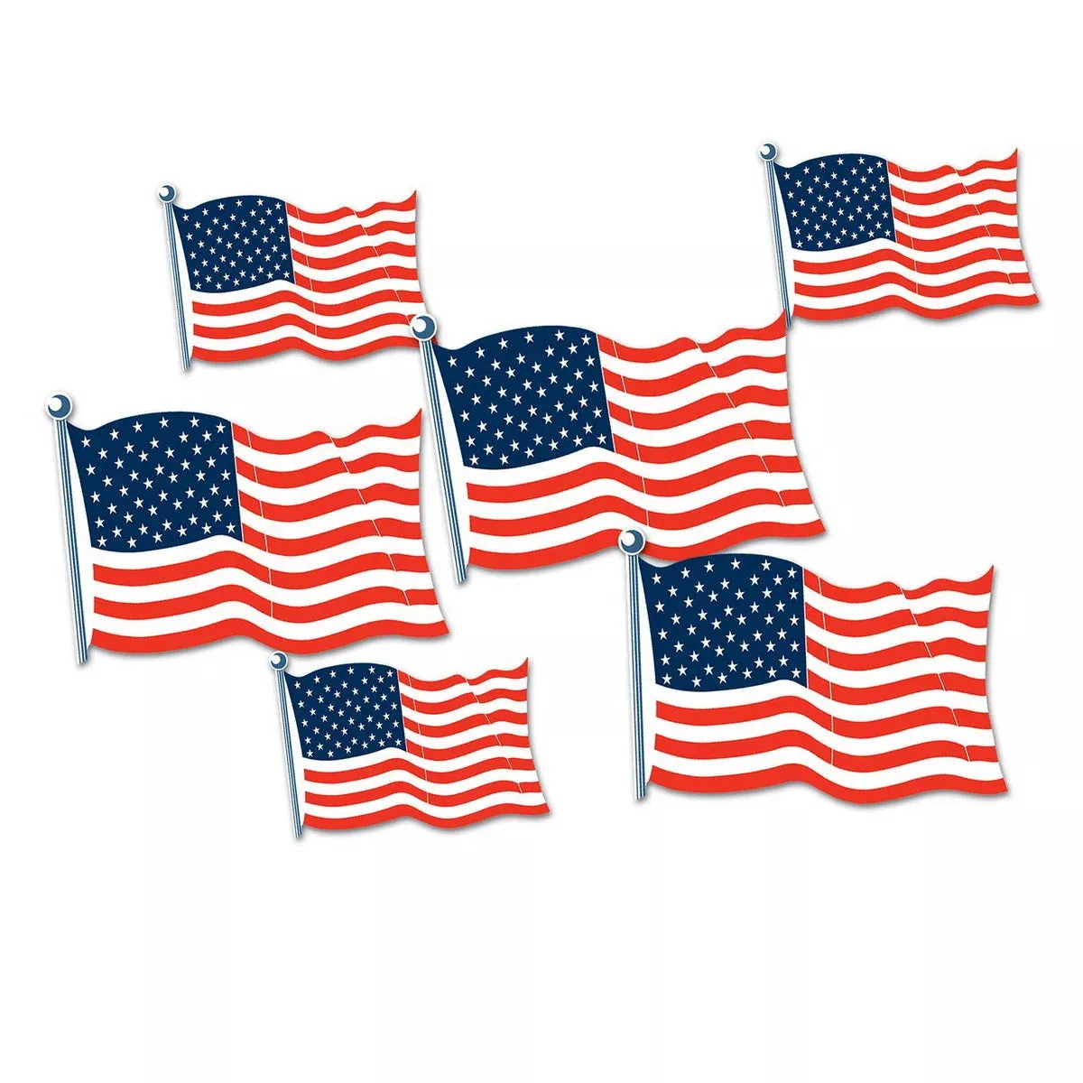 American Flag Cutouts – 5¾" & 8½" – (6/Pkg)