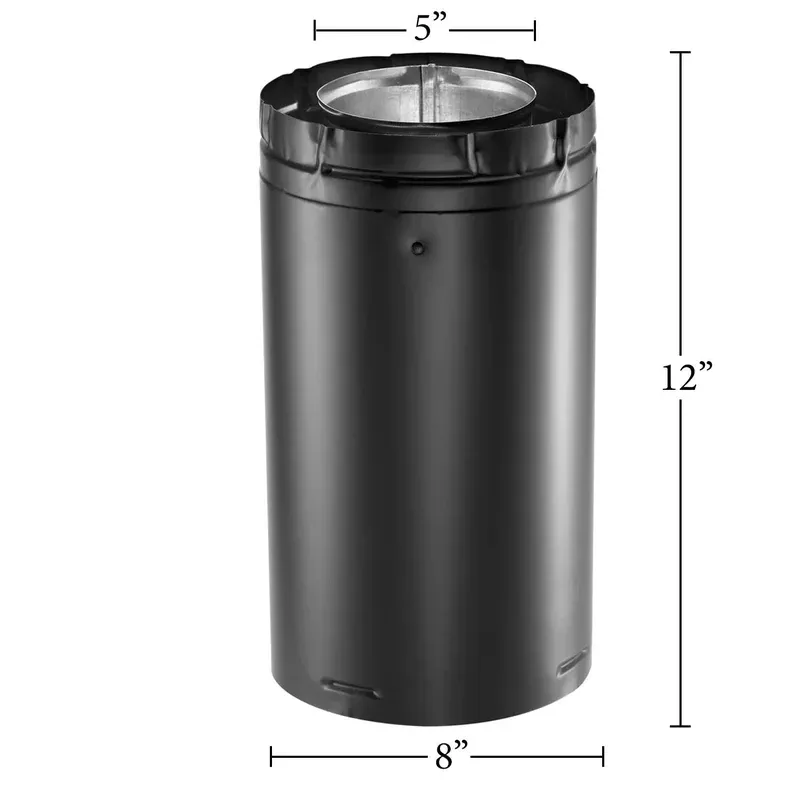 DuraVent DirectVent Pro Black Pipe (5"ID x 8"OD x 12"L) For Gas Stoves & Fireplaces: 58DVA-12B