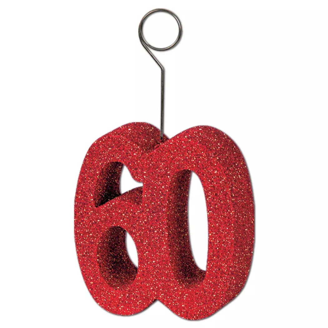 Glittered "60" Photo/Balloon Holder – 6 Oz