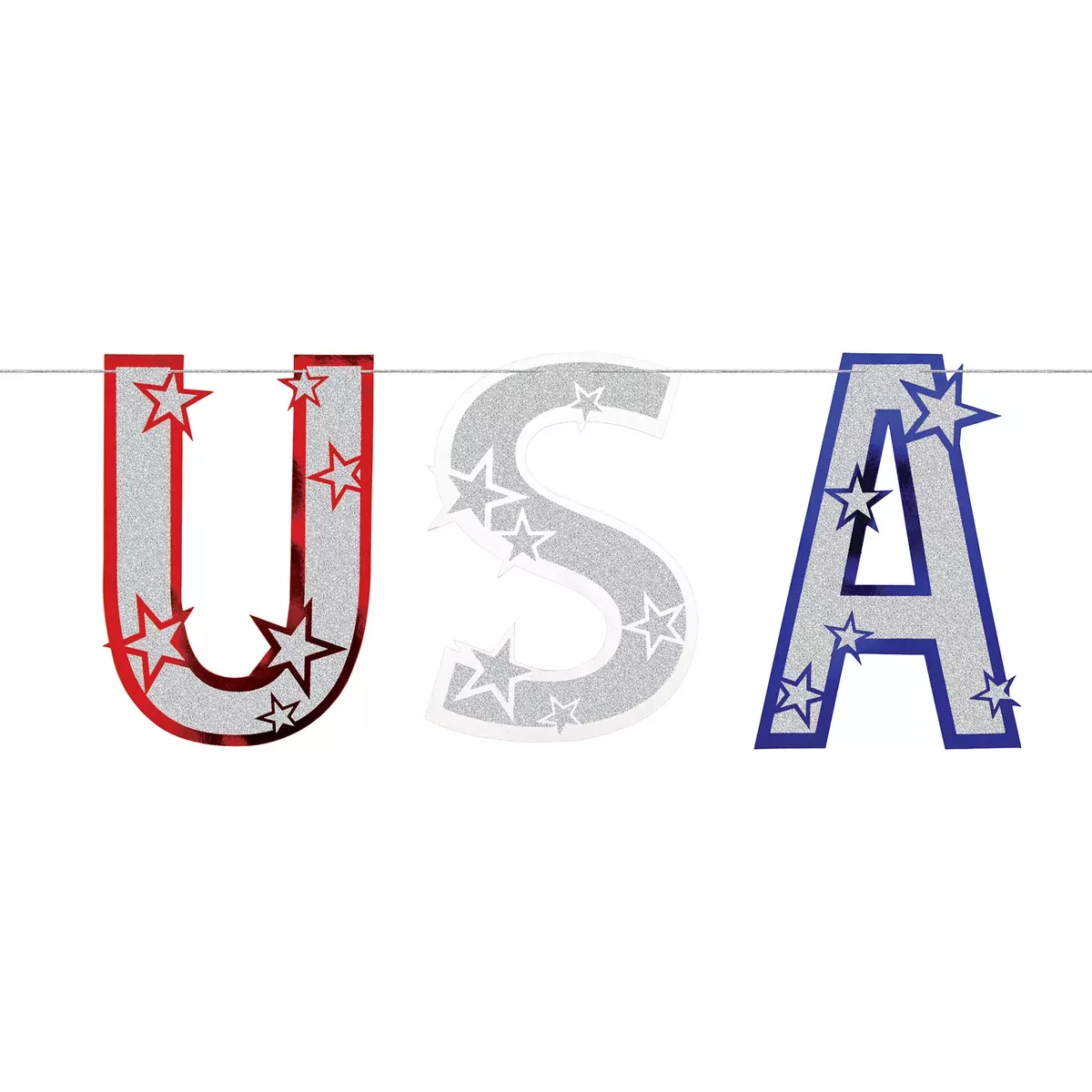 Glittered USA Streamer – 15" x 4' 6" – (1/Pkg)