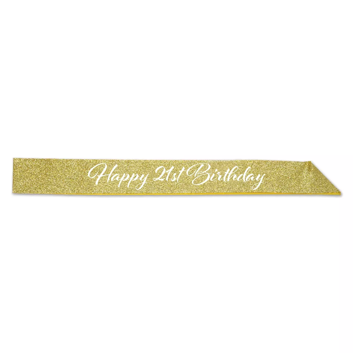 Happy "21st" Birthday Glittered Sash – 32½" x 3½" – (1/Pkg)