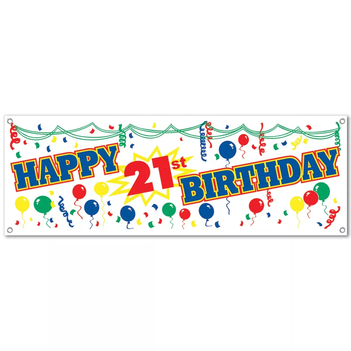 Happy "21st" Birthday Sign Banner – 5' x 21" – (1/Pkg)