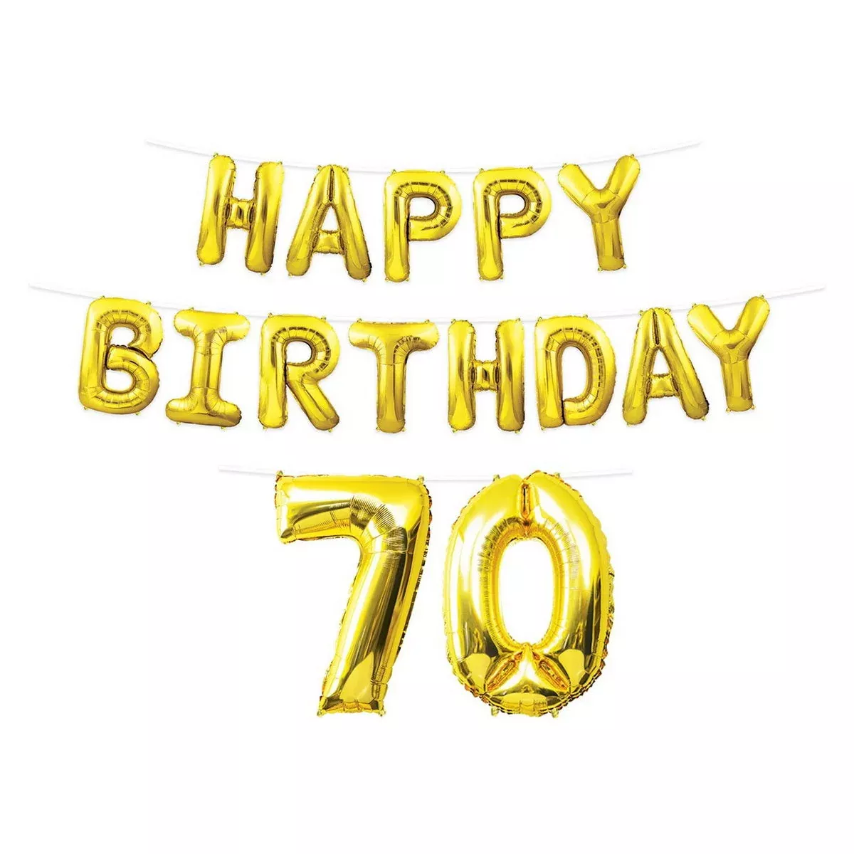 Happy Birthday "70" Balloon Streamer – 14¼" & 25" x 15' – (1/Pkg)