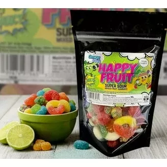 Omega Burts Happy Fruit Super Sour Mixed Fruit Gummies
