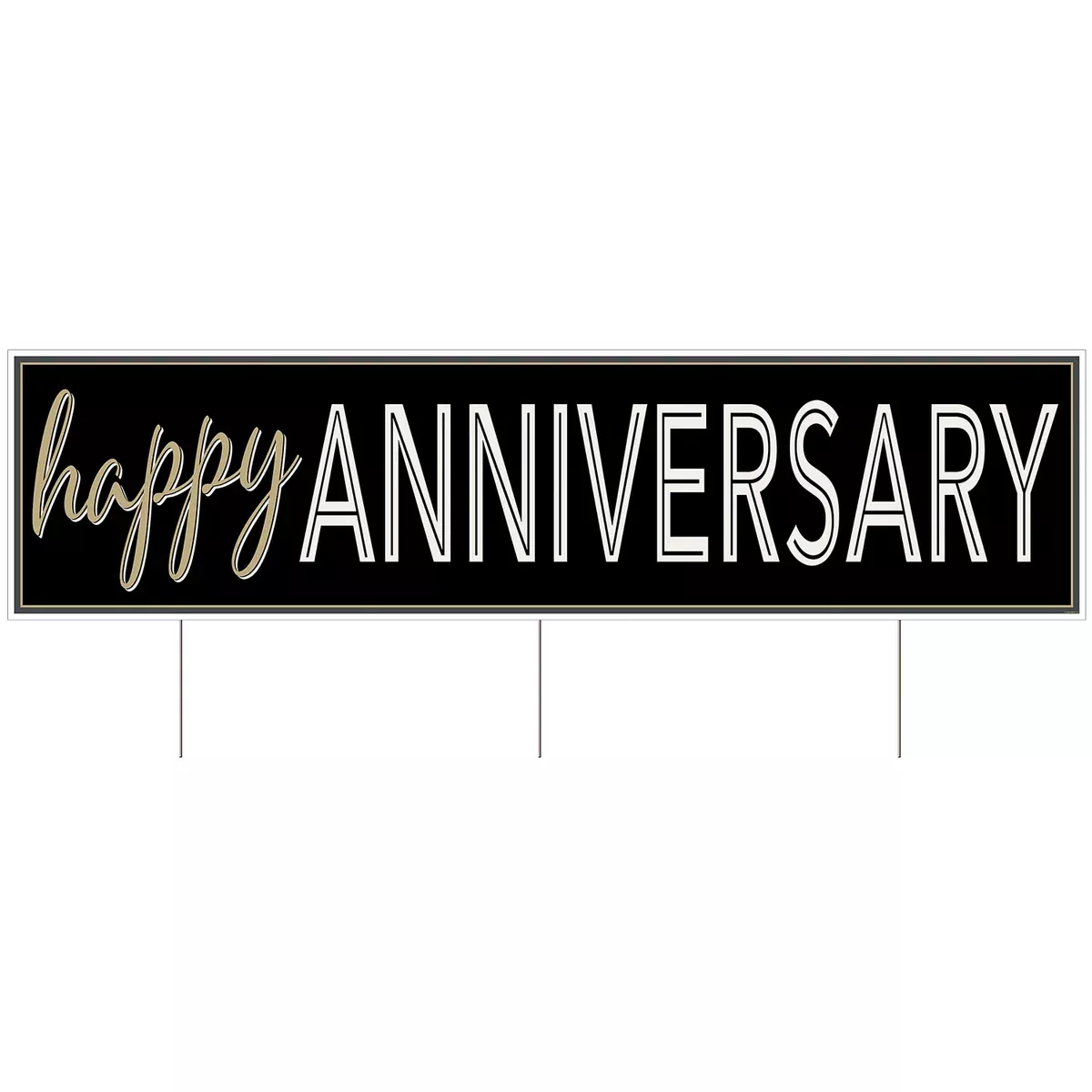 Plastic Jumbo Happy Anniv Yard Sign – 11¾" x 3' 11" – (1/Pkg)