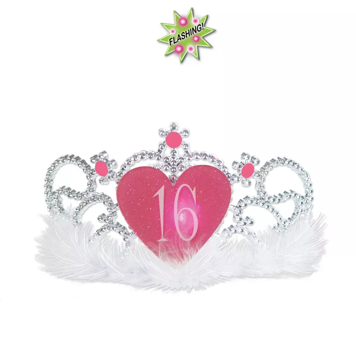 Plastic Light-Up "16" Tiara – (1/Card)