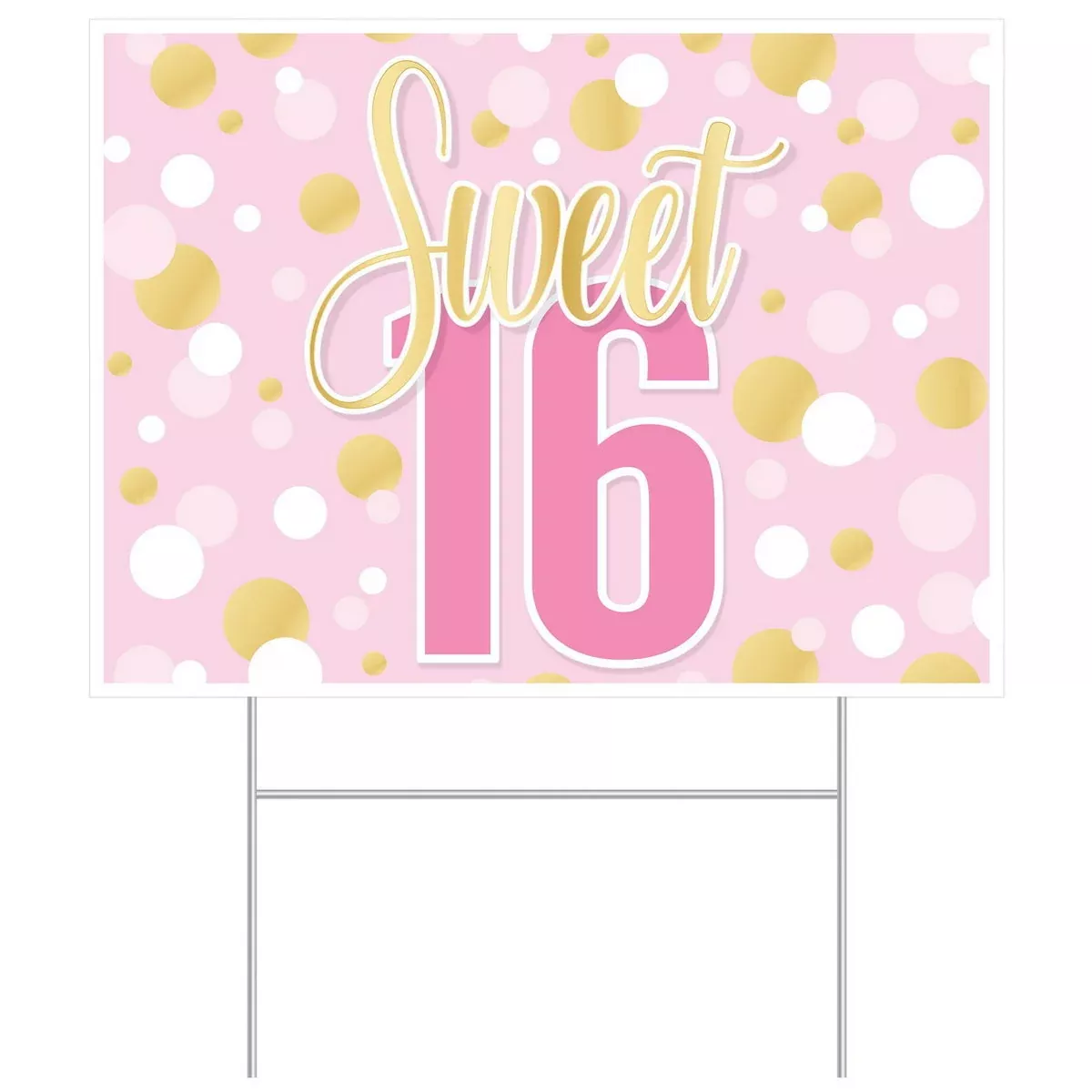 Plastic Sweet 16 Yard Sign – 11½" x 15½" – (1/Pkg)