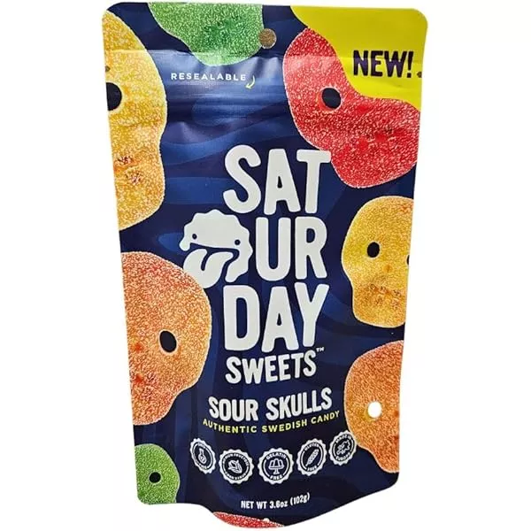 Saturday Sweets Sour Skulls Swedish Candy - 102g