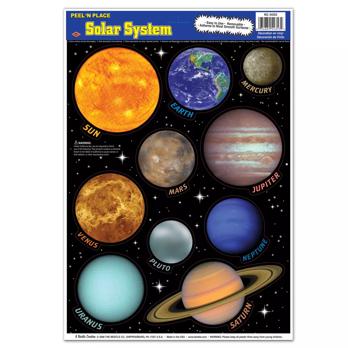 Solar System Peel 'N Place – 12" x 17" Sh – (10/Sh)