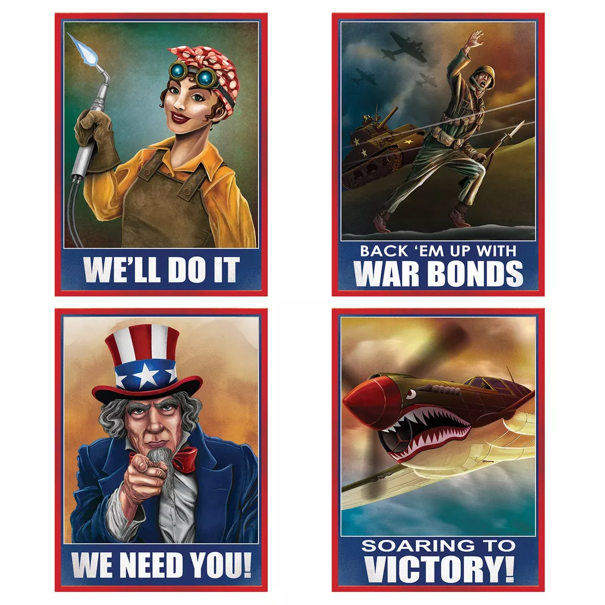 World War II Poster Cutouts – 15¼" – (4/Pkg)