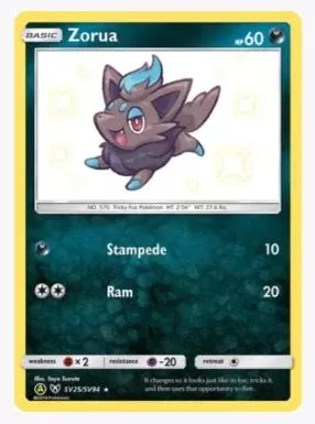 Zorua Hidden Fates: Shiny Vault # SV25/SV94